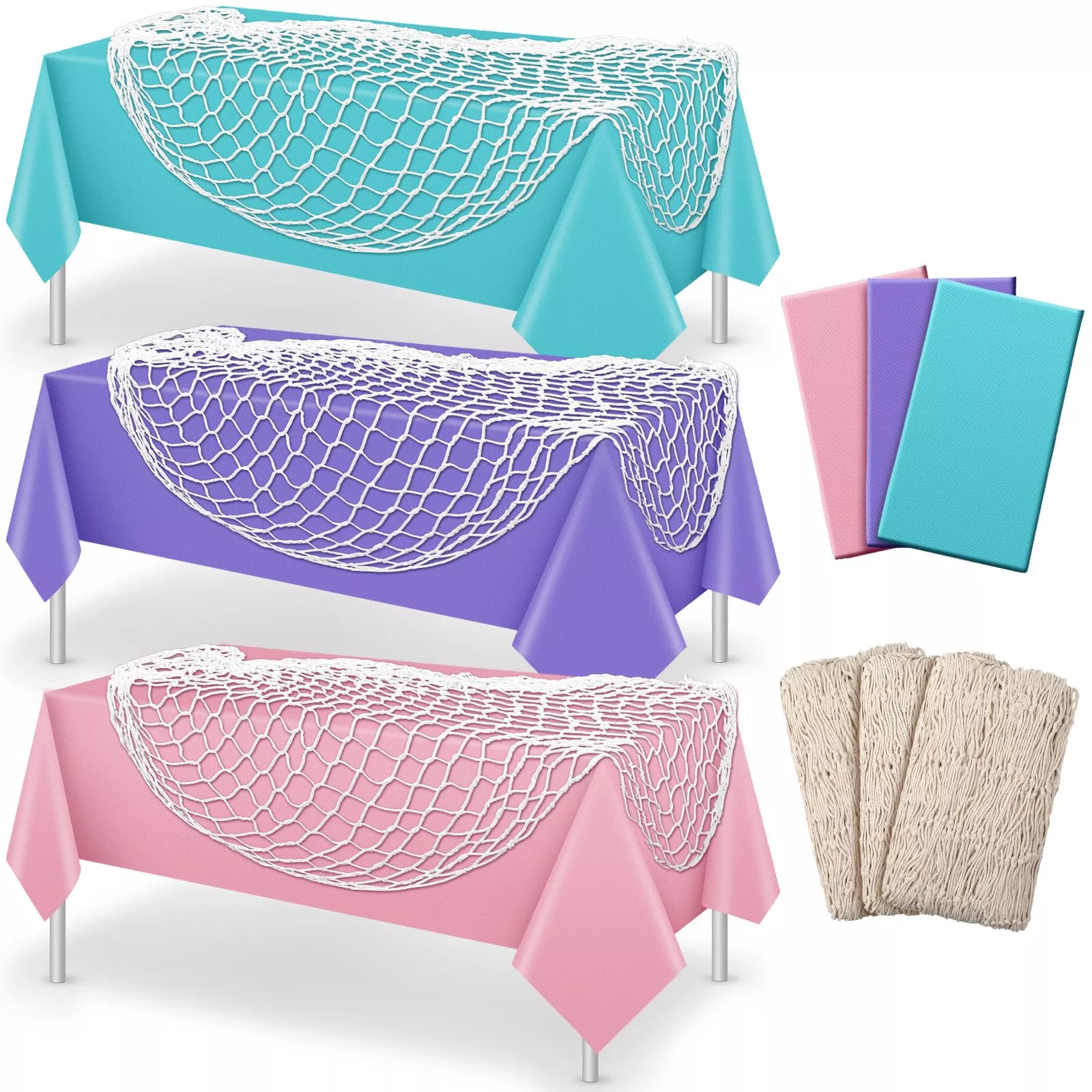 Unittype Nautical Tablecloth Set, 54"x108", Fresh Color, 6