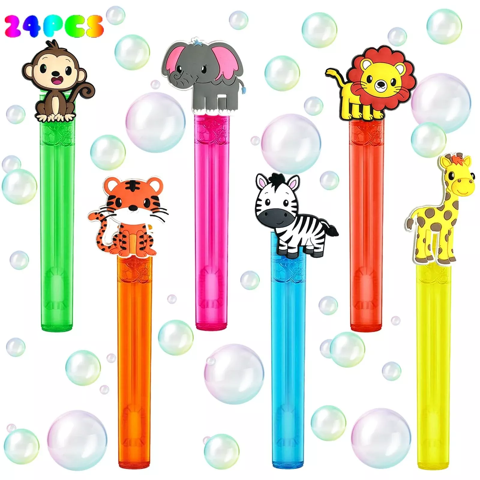 uoyoi Jungle Animal Bubble Wand Set, 24 Pcs, 4.2 Inch