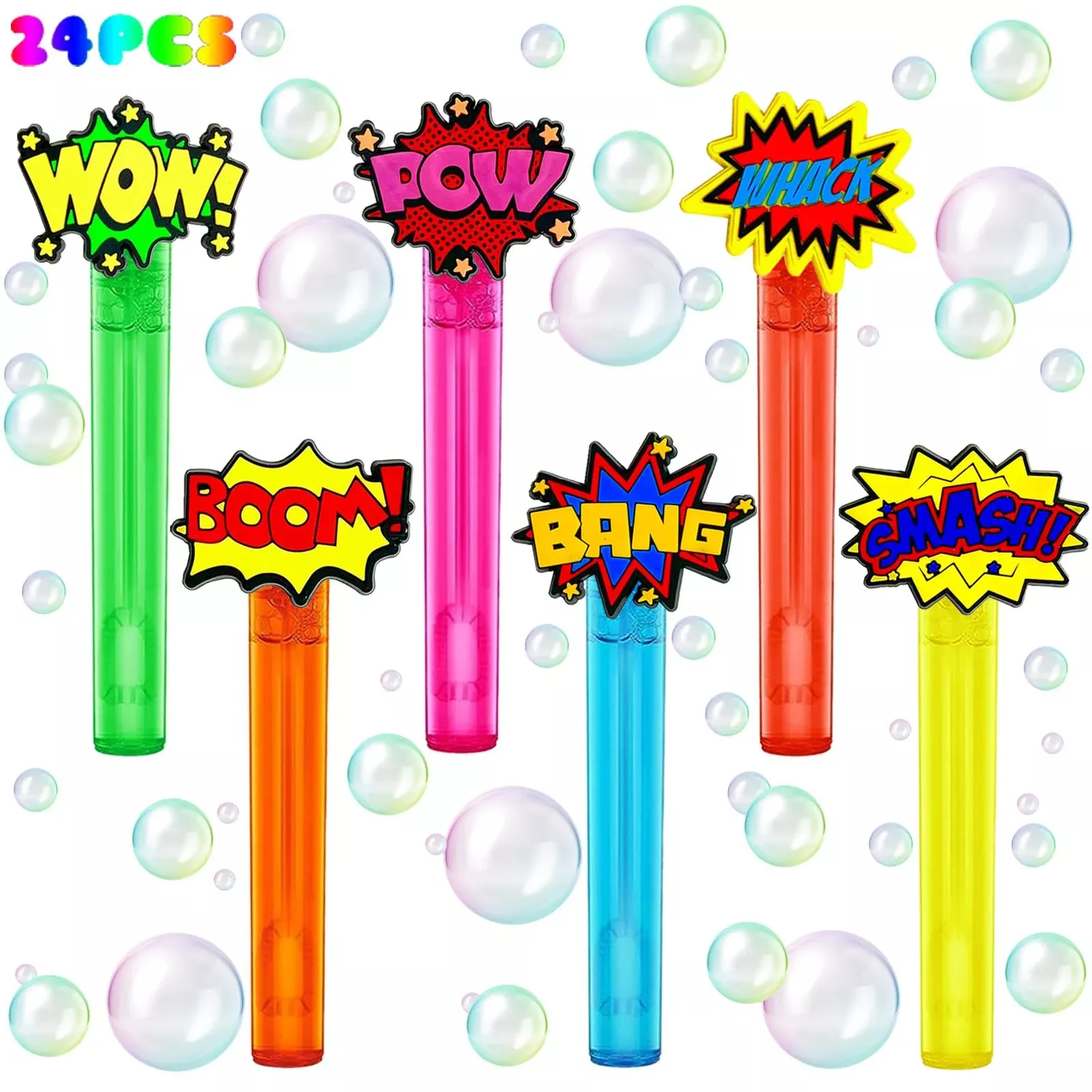 uoyoi Superhero Bubble Wands Set 24pcs 4.2in Hero Word