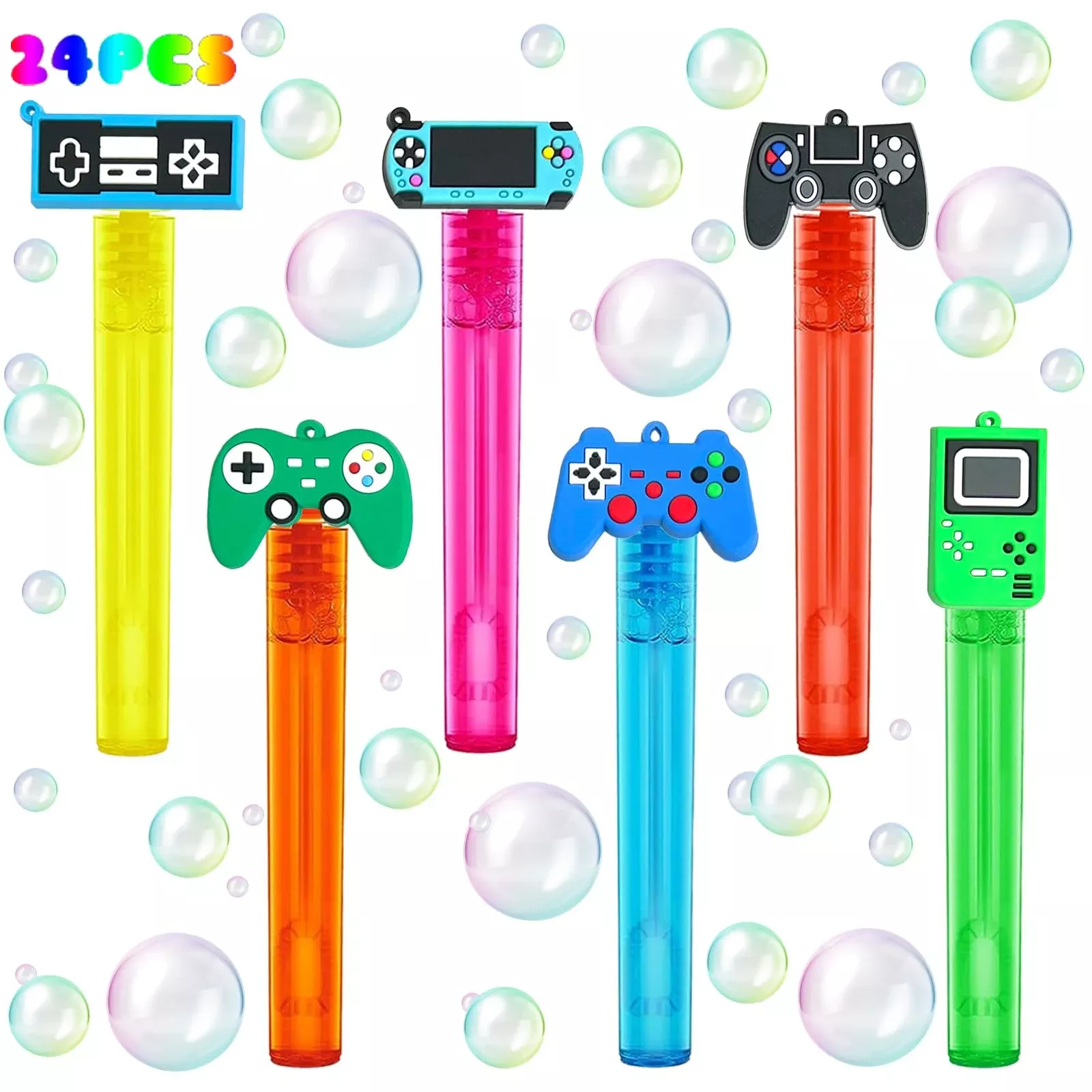 uoyoi Video Game Theme Bubble Wands 4.2" 24 Pcs Color