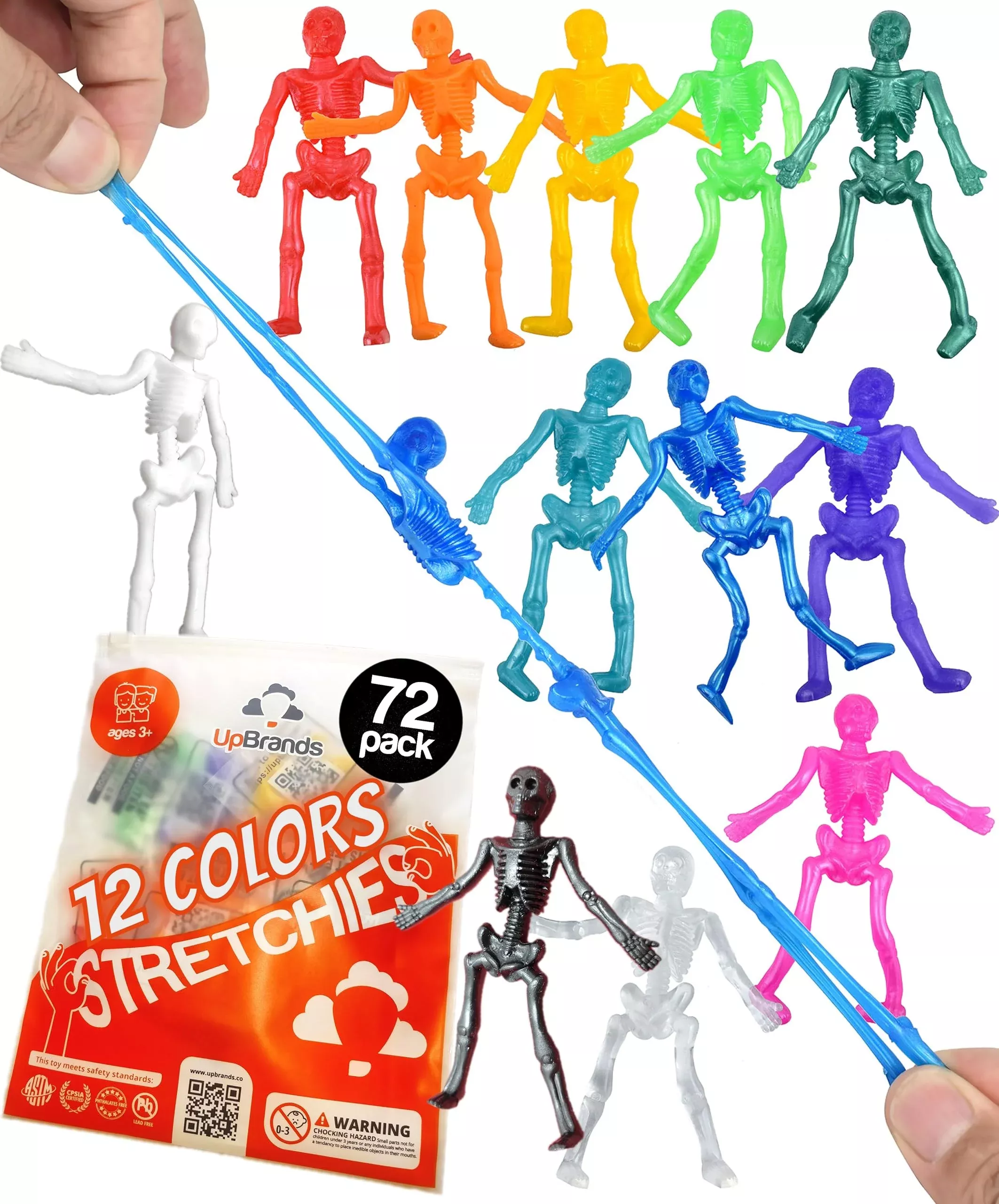 UpBrands Stretchy Skeletons 72 Pack - Multicolor Fidget Toys