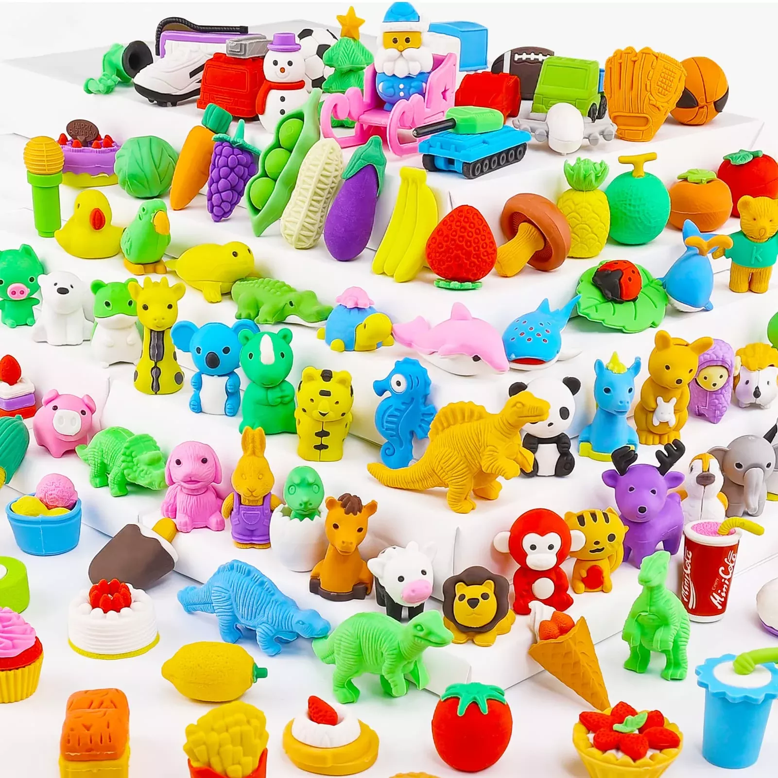 URSKYTOUS Puzzle Erasers Set, Assorted Food & Animals, 110 Pack