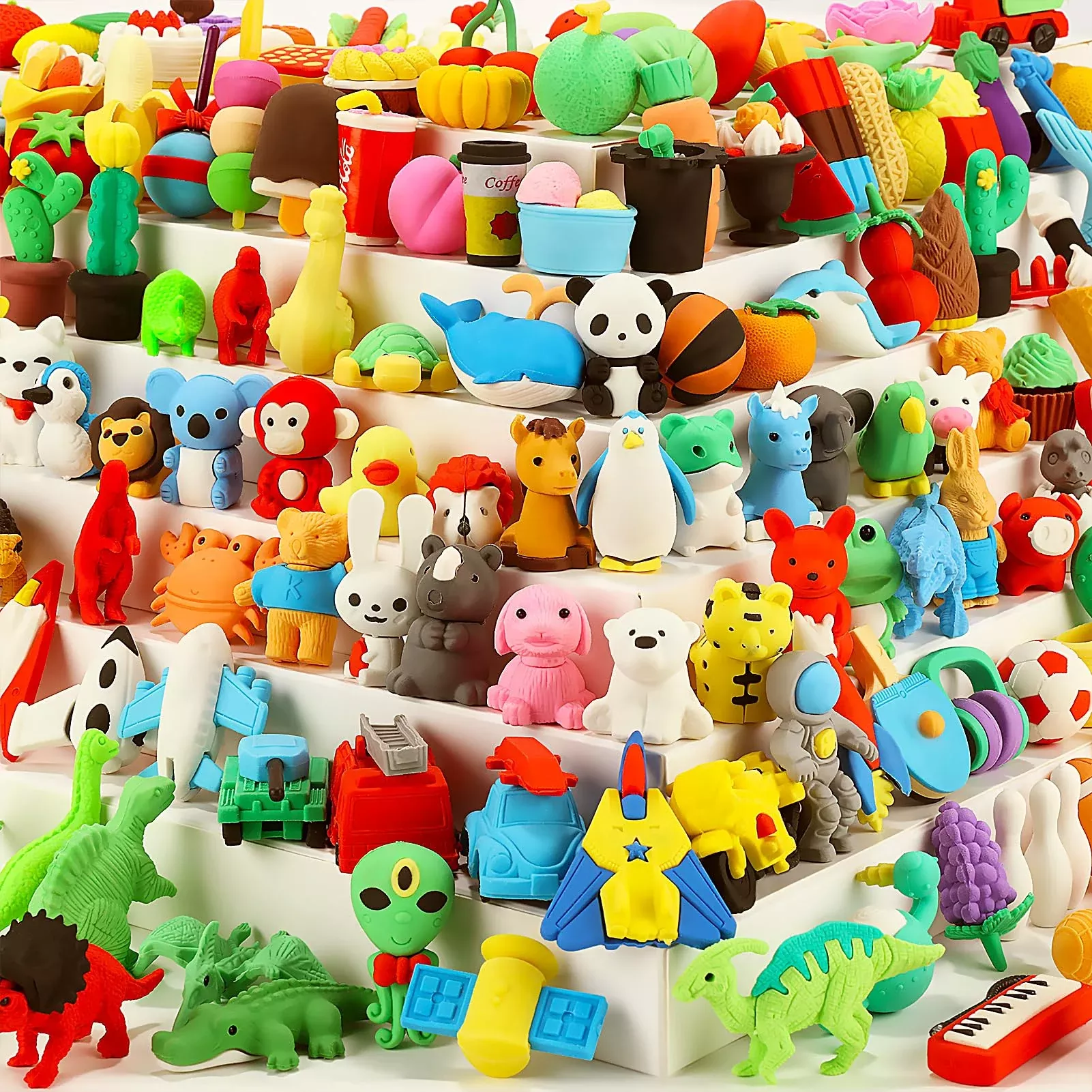 URSKYTOUS Puzzle Pencil Erasers, Assorted 130 Pack, Non-Toxic