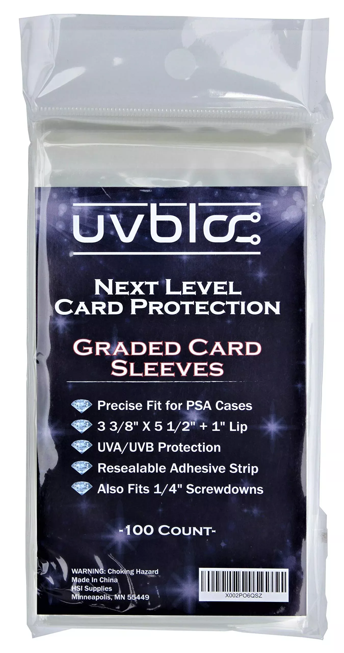 UVBLOC PSA Card Sleeves, 3.375 x 5.5 inches,