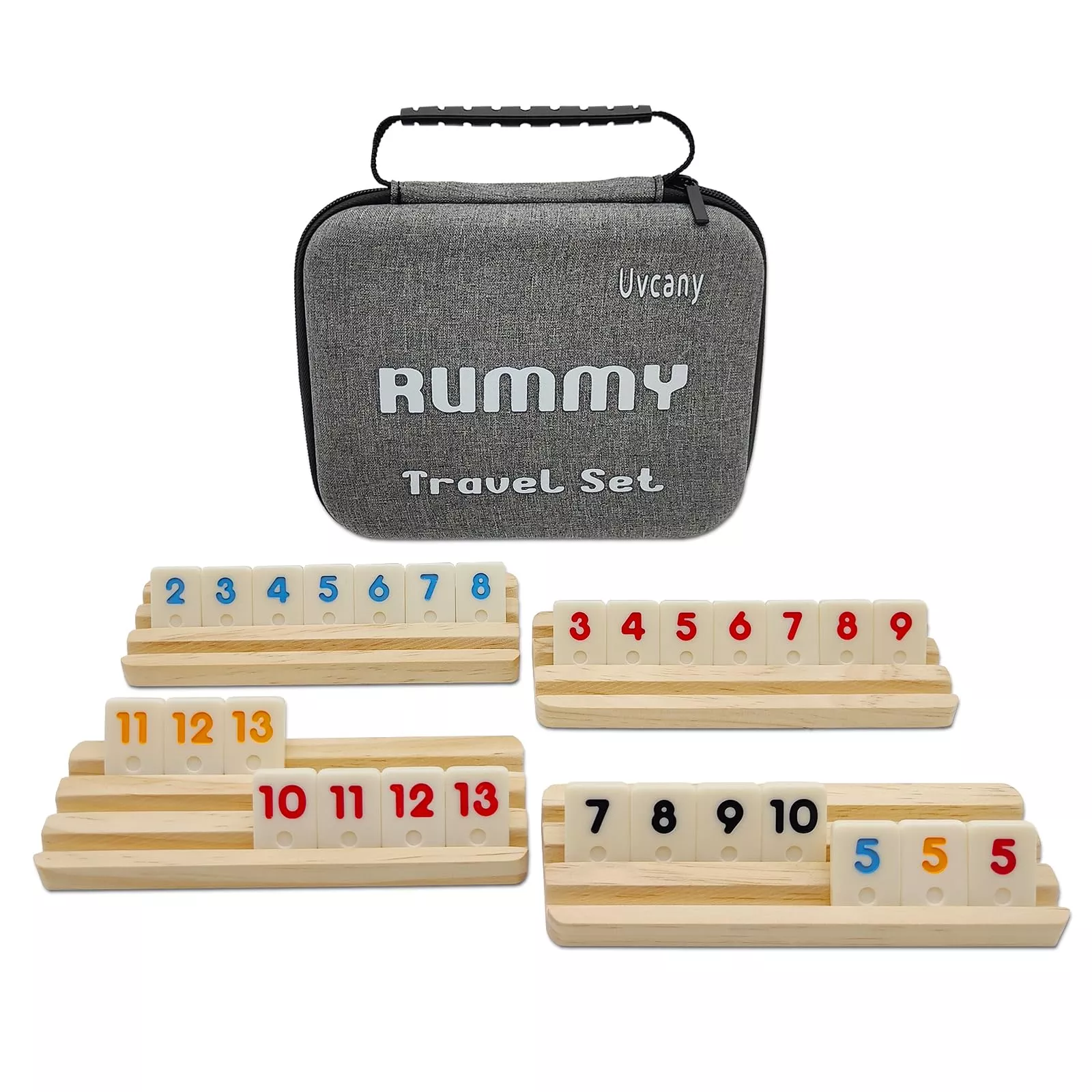 uvcany Mini Travel Rummy Game Set - Small - White, Brown, Yellow