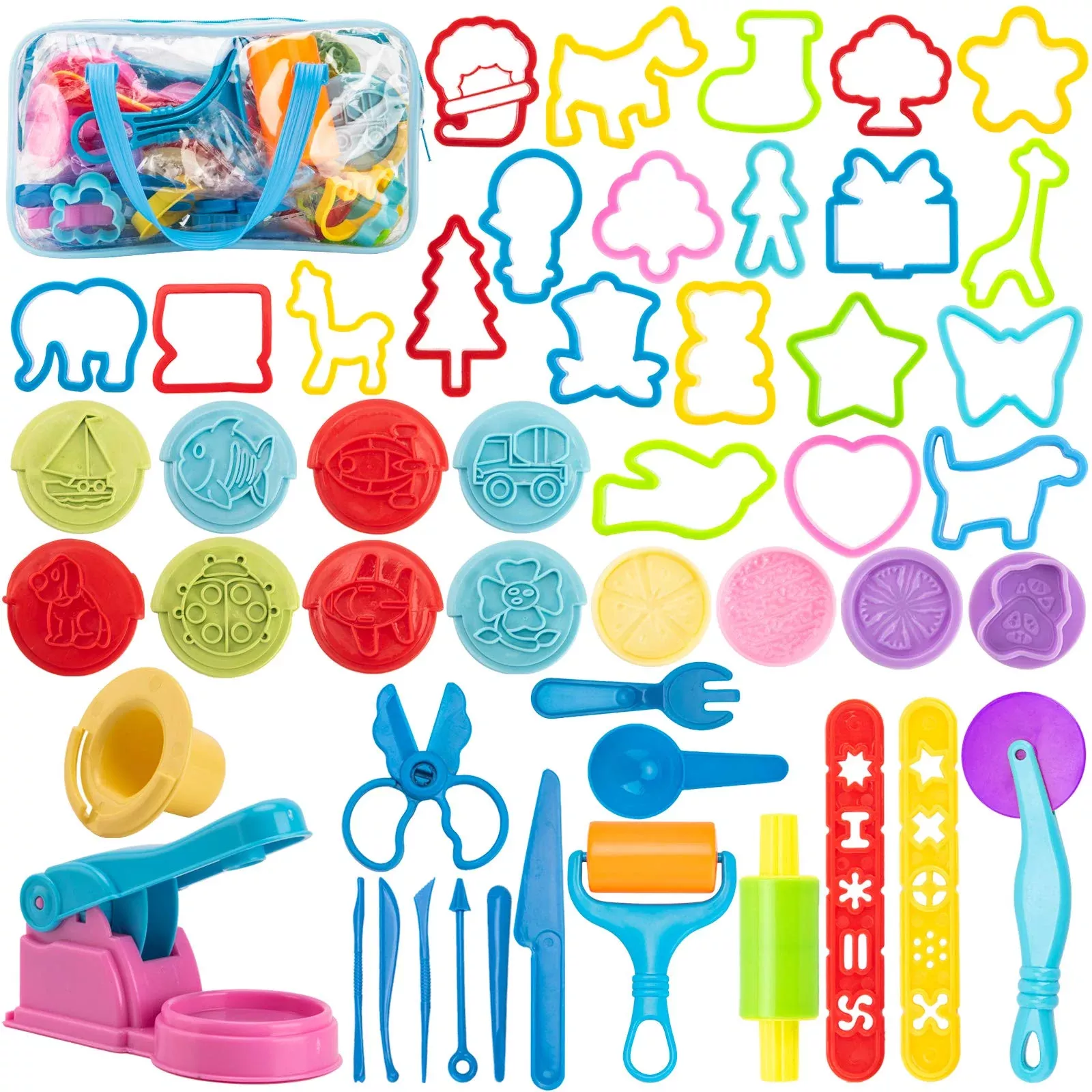 Vaike kauss Dough Toys Set, 50 Pieces, Educational Clay Tools, Blue