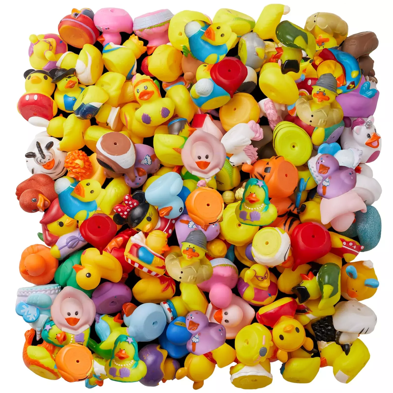 ValenLyra Rubber Duck Bath Toy Assortment 100-Pack Multicolor