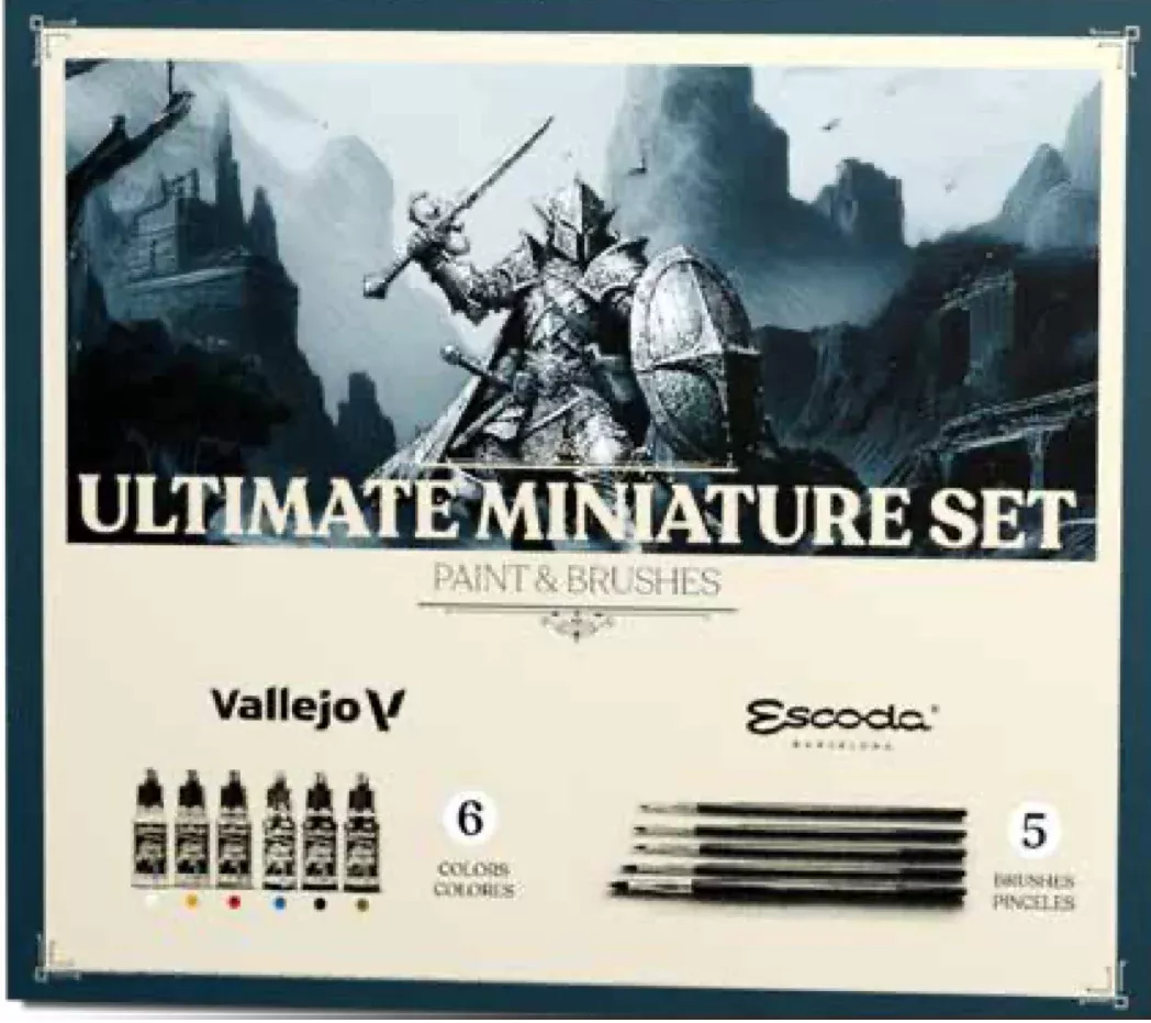 Vallejo 72.206 Ultimate Miniature 6 Color Paint Set with 5 Brushes
