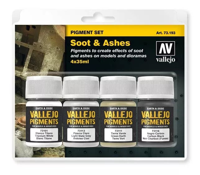 Vallejo 73.193 Soot & Ashes Pigment Powder (Set of 4 35ml Bottles)