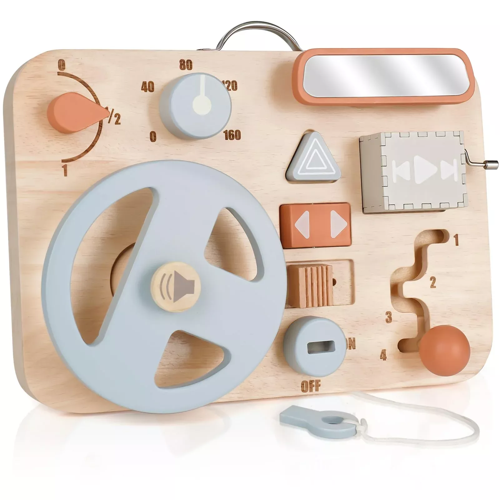 Vanplay Toddler Busy Board for Fine Motor Skills, Beige/Orange, Medium