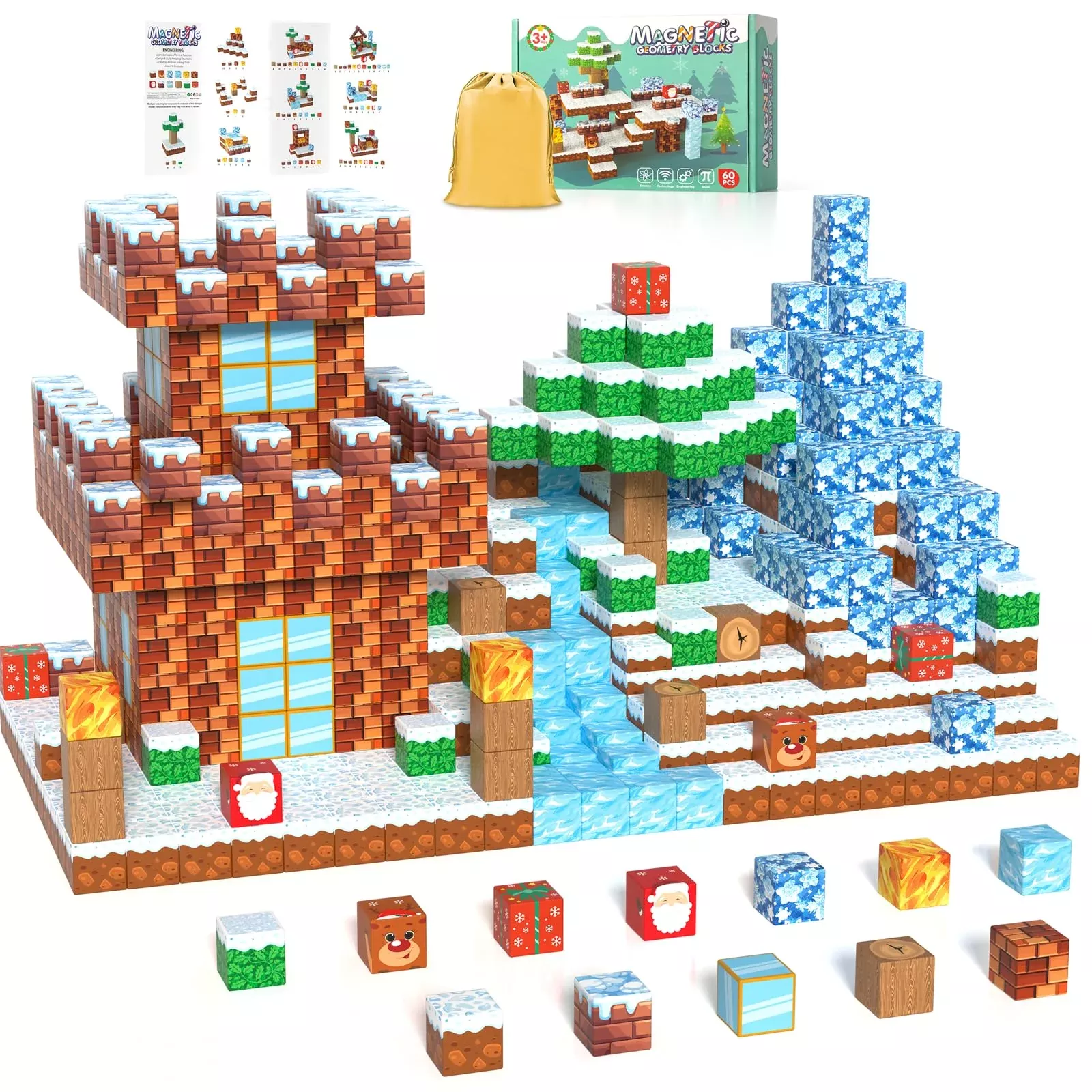 Veneibe Magnetic Building Blocks Set 60 PCS Colorful STEM Toy
