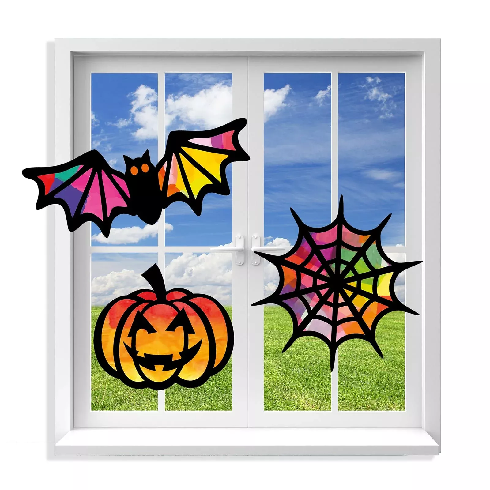 VHALE Stained Glass Suncatcher Craft Kit, Halloween, Black, Medium