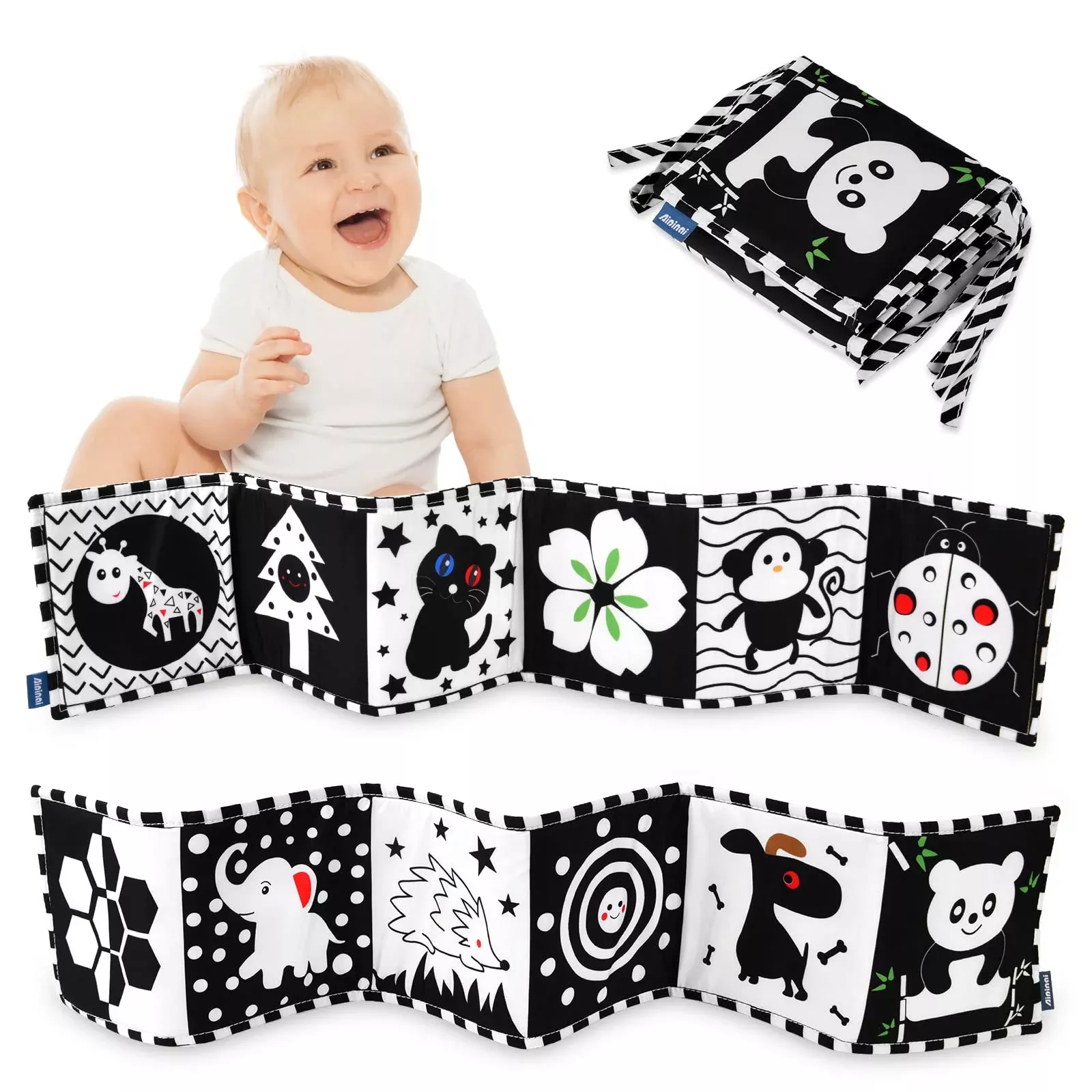 Vicloon Soft Cloth Book for Babies 0-6 Months, Black & White, Fabric