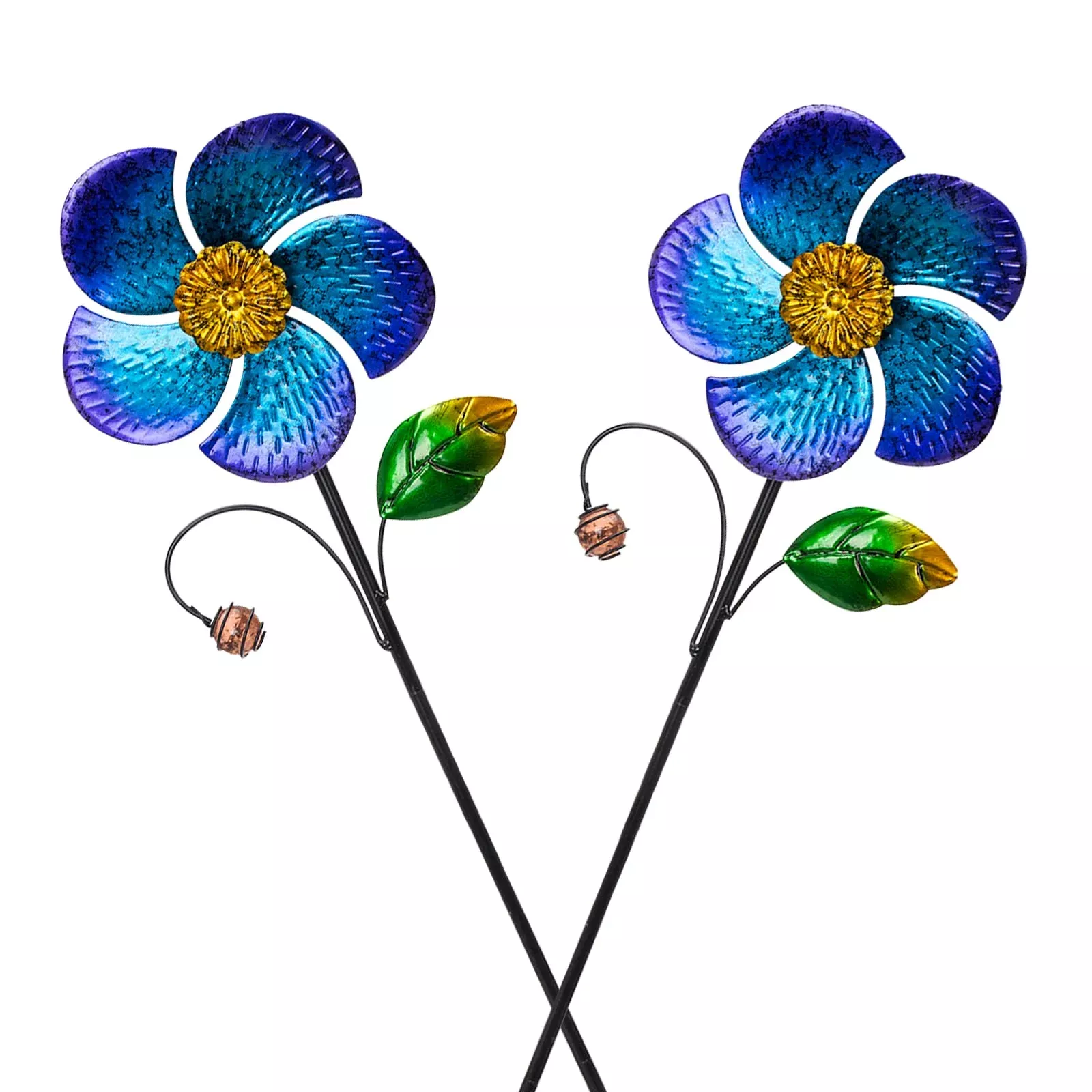 Viveta Wind Spinners 28.7" Blue Flower Garden Decor 2 Pack