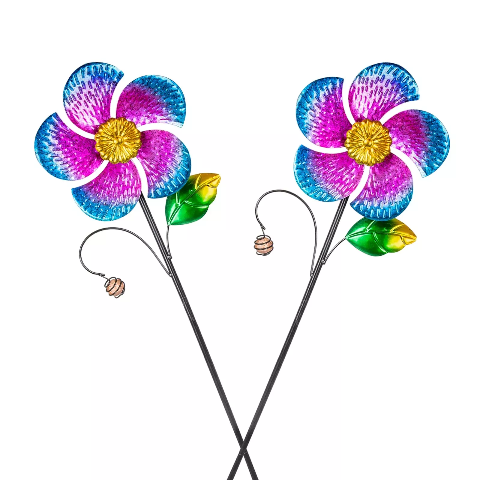 Viveta Wind Spinners 28.7" Garden Decor Purple Flower 2 Pack
