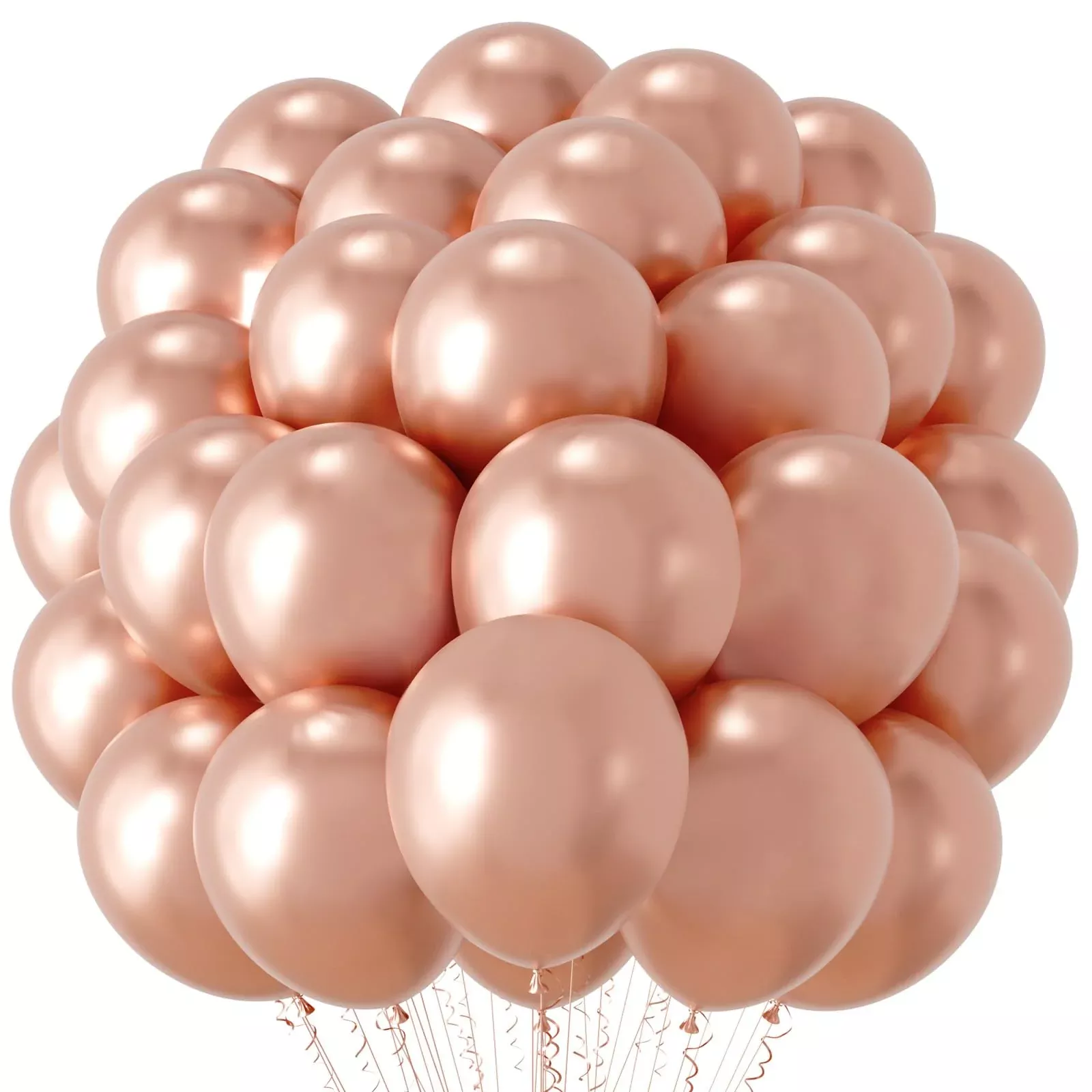 Voircoloria 12" Metallic Rose Gold Balloons 66pcs for Parties