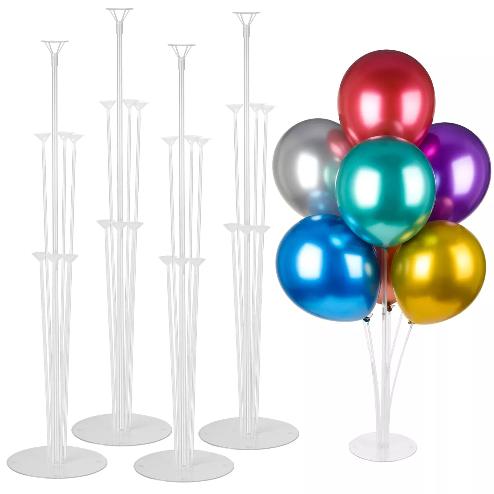 Voircoloria Balloon Stand Kit for Table Decorations - 4 Sets, PVC, Multi-Color