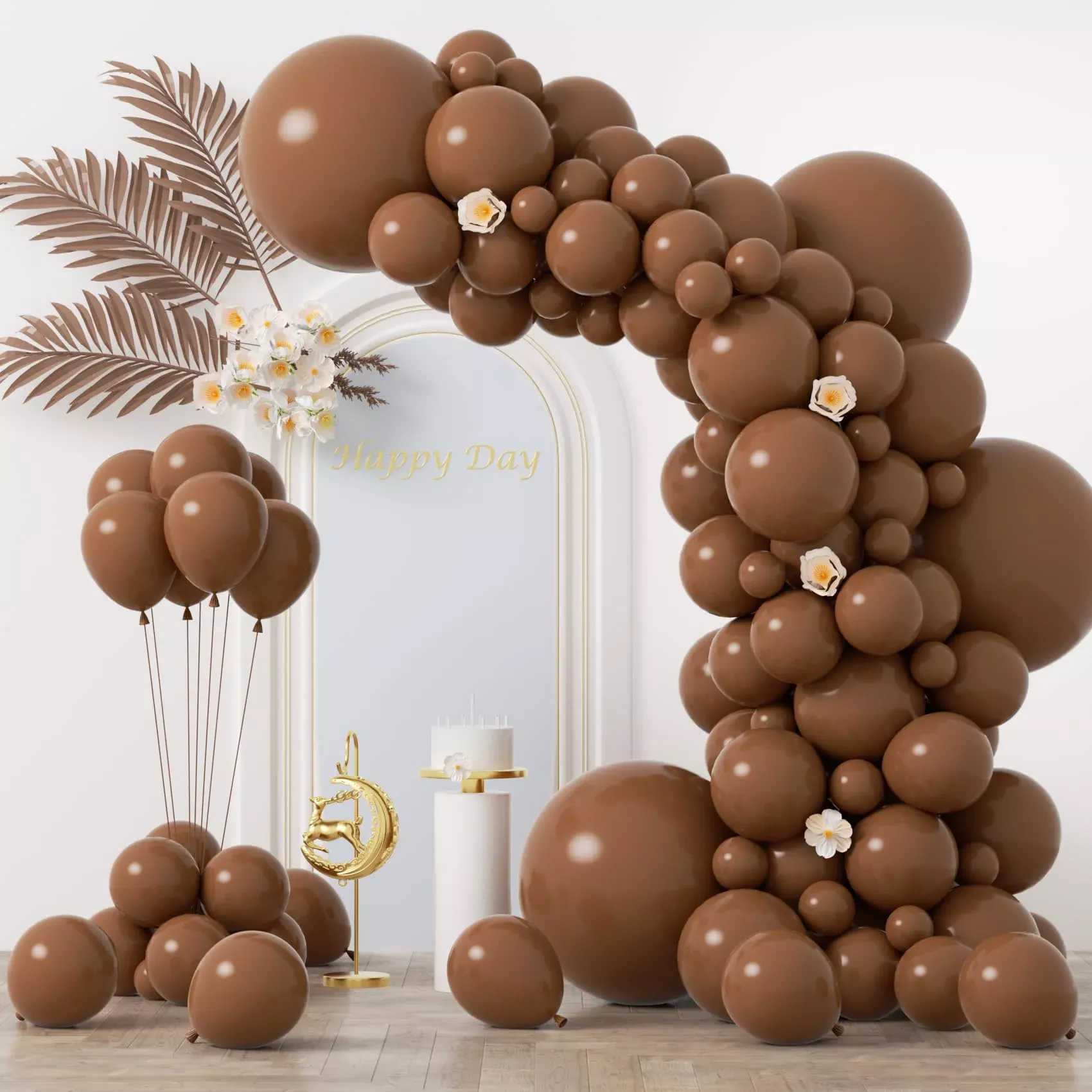 Voircoloria Brown Balloon Set 130pcs - 5/10/12/18 inch