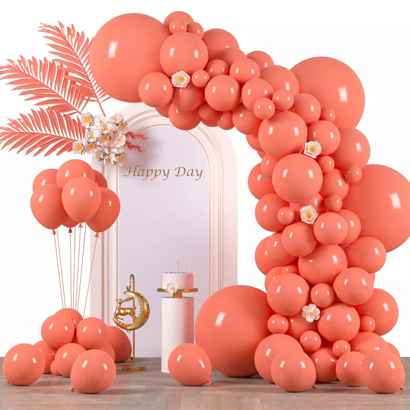 Voircoloria Coral Red Balloons Set 130pcs - 5/10/12/