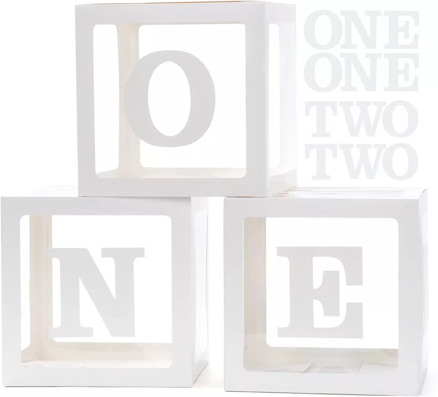 Voircoloria DIY Balloon Box Set for 1st Birthday, Small, White, 3