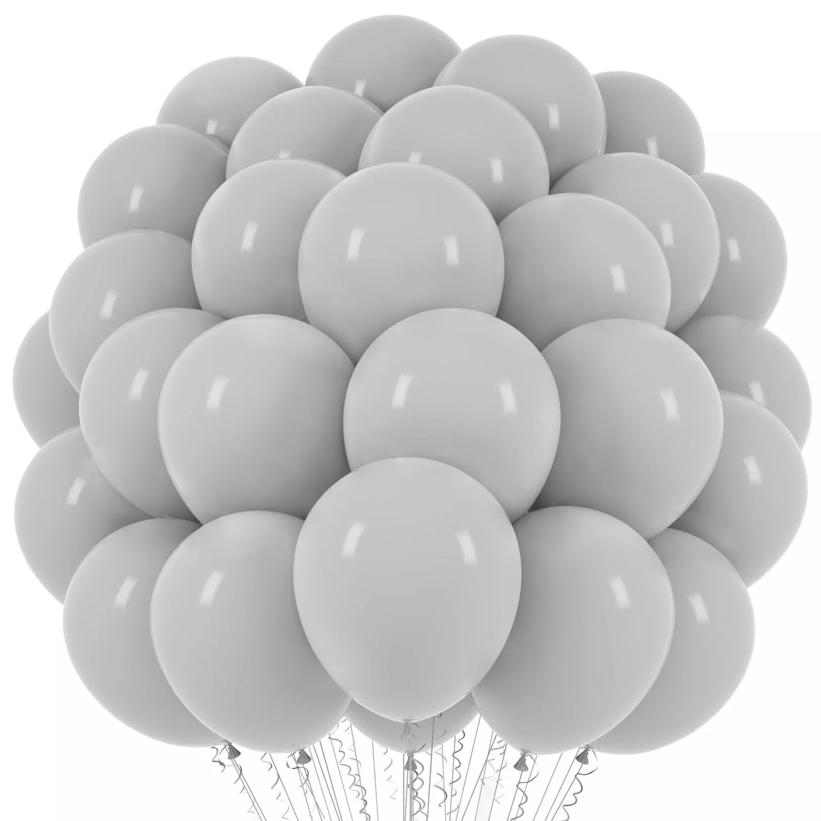 Voircoloria Matte Gray Balloons 12 Inch - 66 Pack Party Decorations