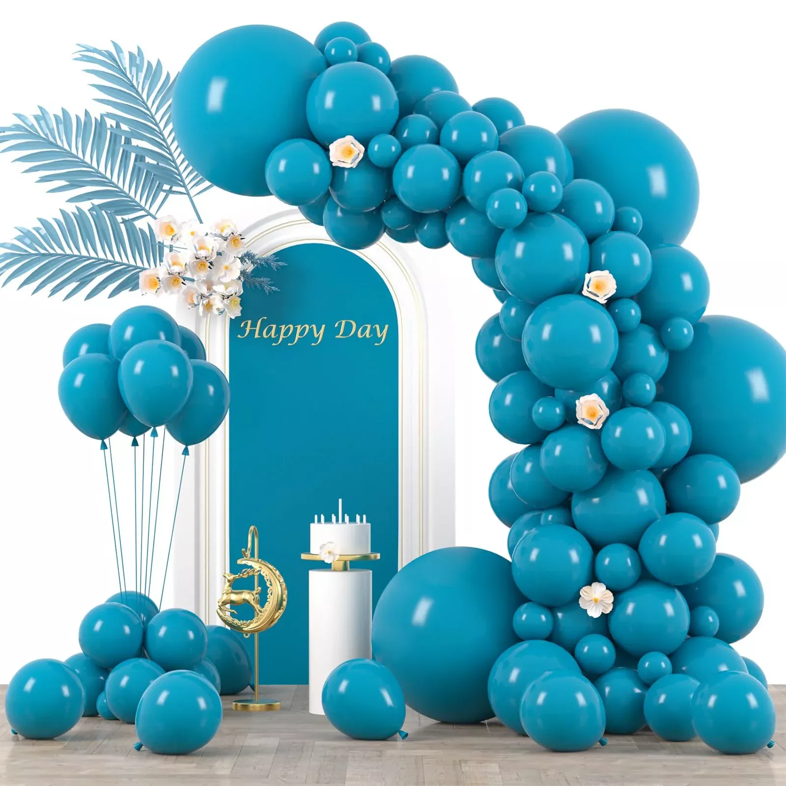 Voircoloria Peacock Blue Balloon Set - 130pcs - 5/10/12/