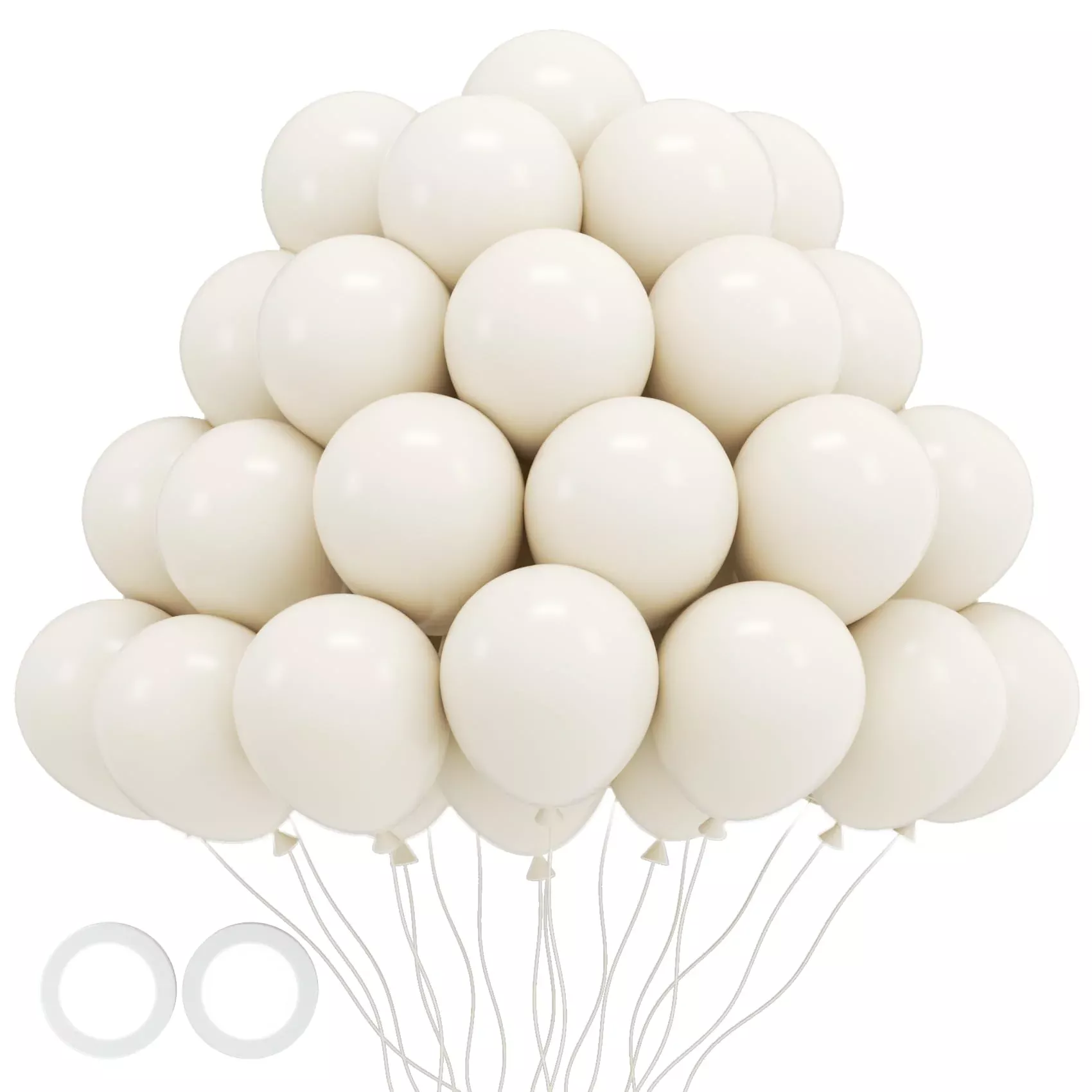 Voircoloria Sand Balloons Set 105pcs 12 inch White for Parties