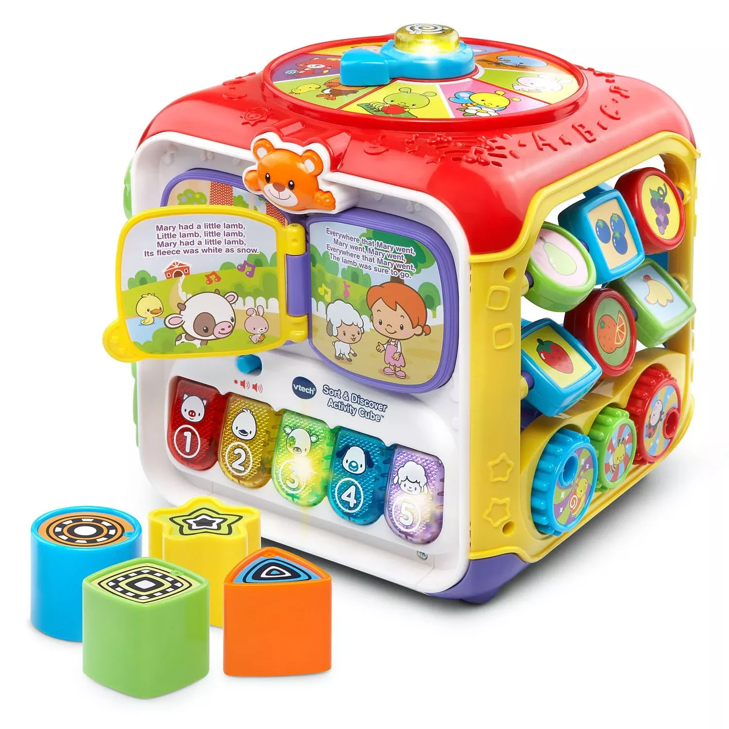 VTech Sort and Discover Activity Cube, Medium, Plastic, Red, Model 80-