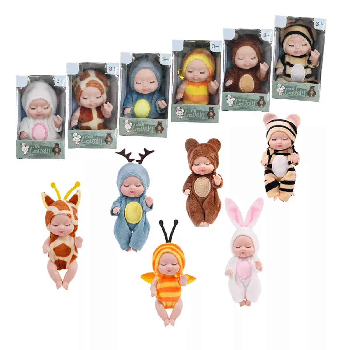 Vueos 4 Inch Baby Dolls with Clothes - Assorted Styles, Pack of 6