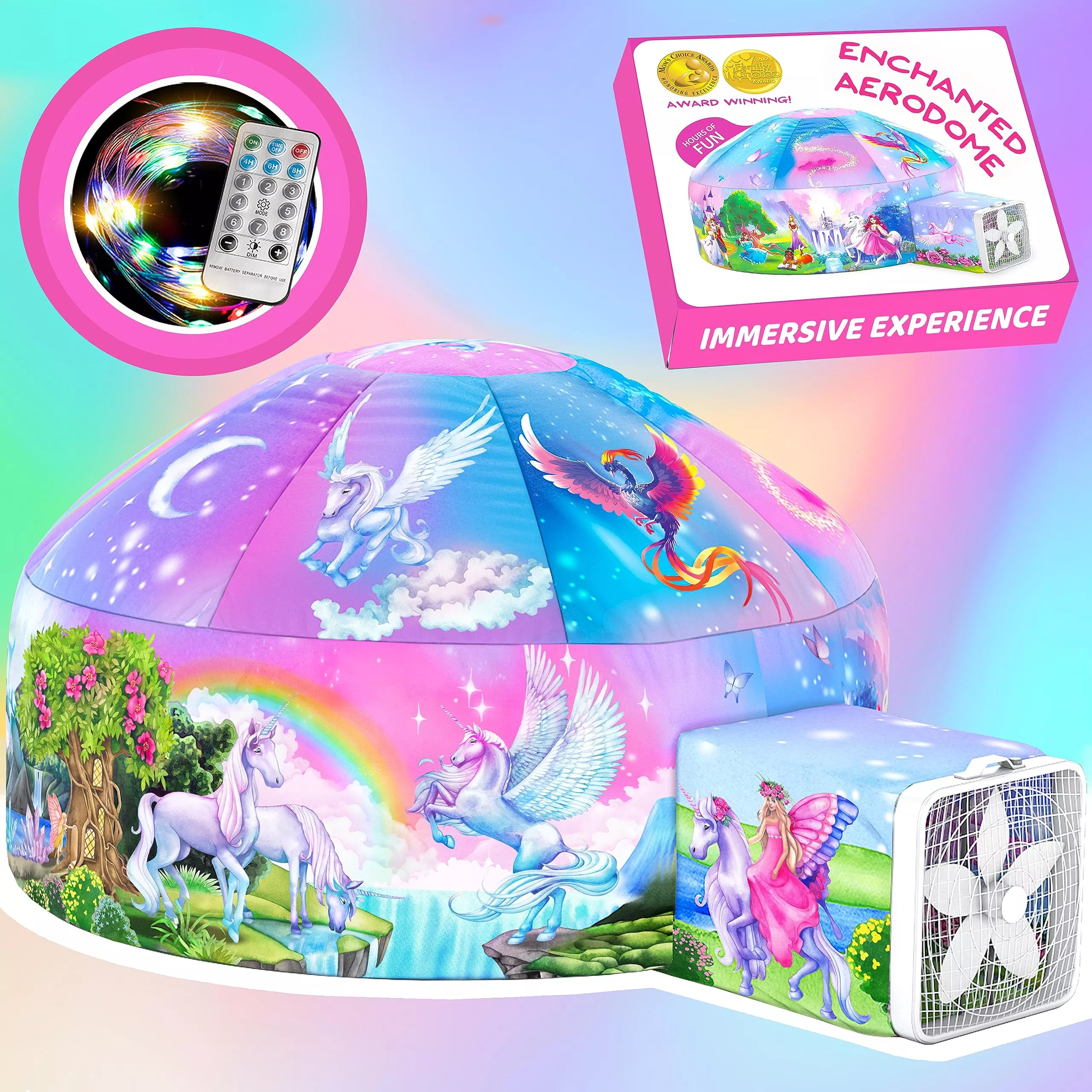 W&O Enchanted Aerodome With Led Lights - Inflatable Princess Castle Fo