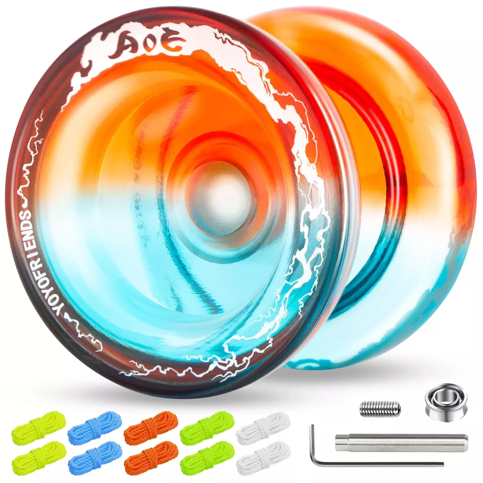 Wabesmanis Responsive Yoyo for Kids, Orange and Blue, 58mm