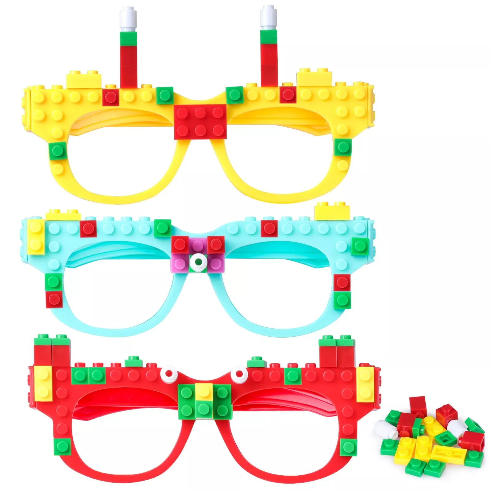 Waenerec 15 Pcs Diy Building Bricks Glasses Building Blocks Games For