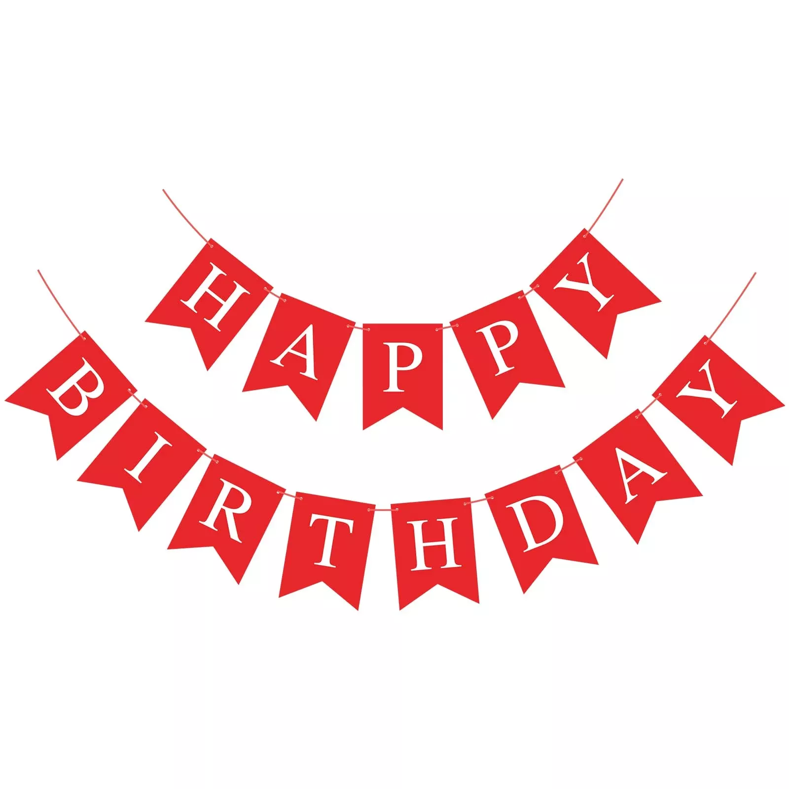 Waenerec Happy Birthday Banner Red 13 Flags 4.5" × 6