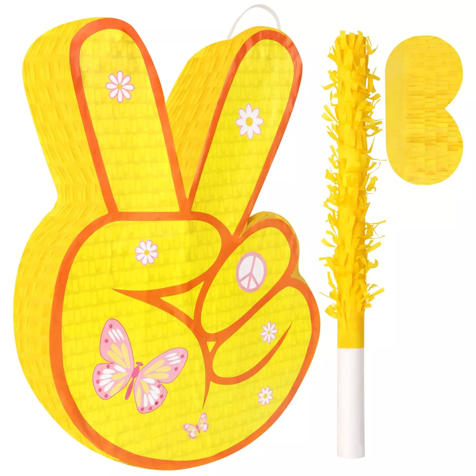 Waenerec Hippie Pinata for 60s Theme Party, Yellow, 1