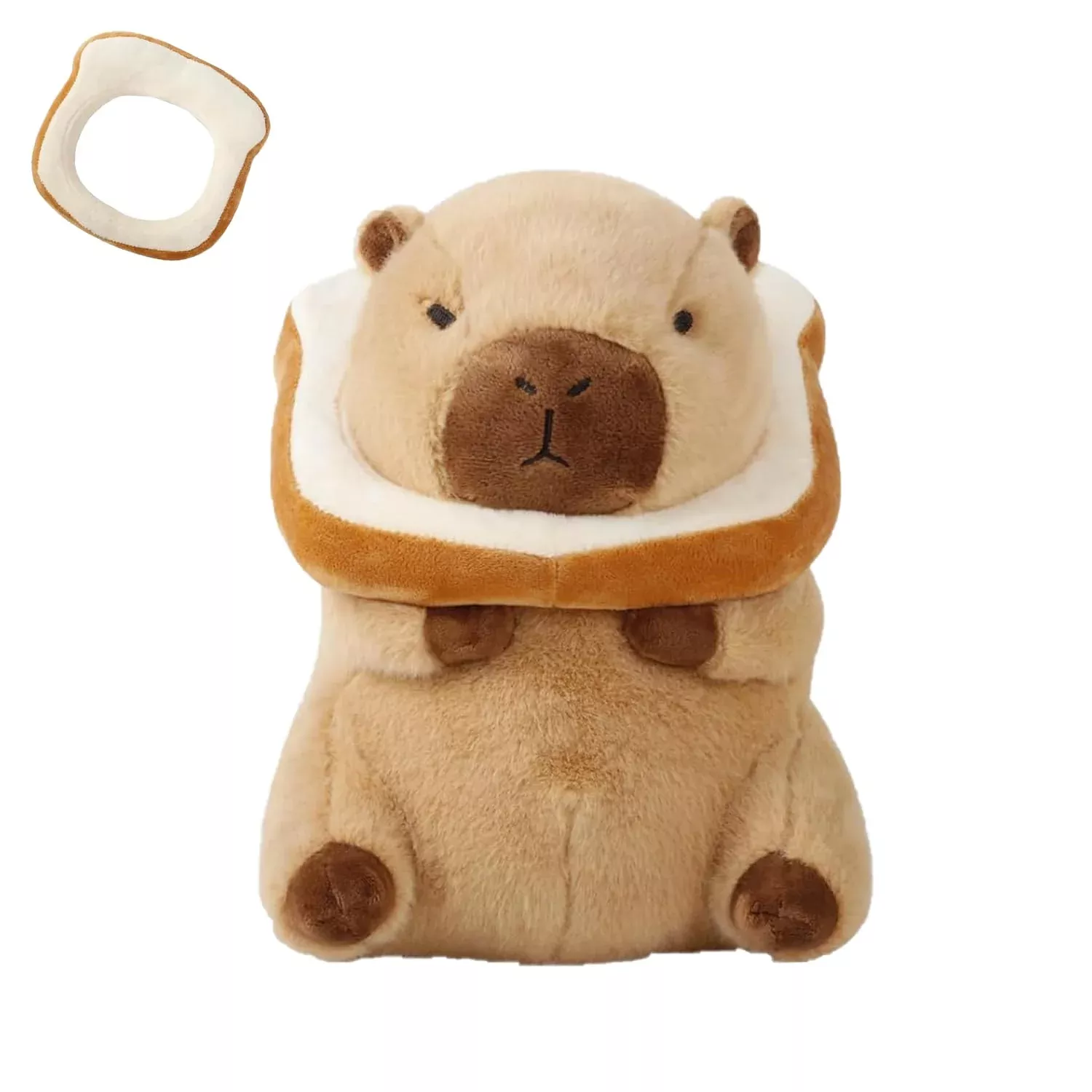 Waksun Capybara Plush With Wearable Toast Headgear, Capybara Stuffed A