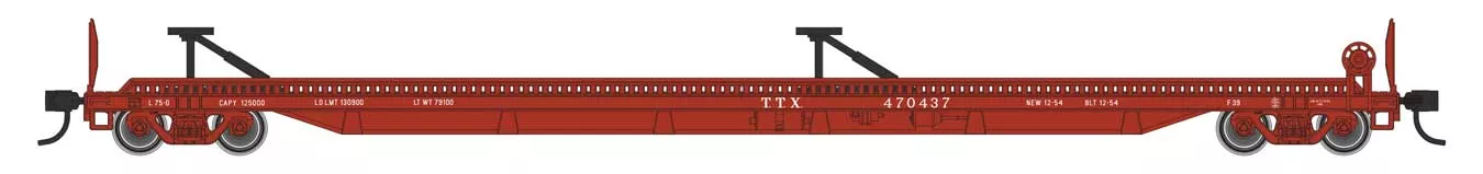 Walthers Mainline 910-5239 HO Scale 75' Piggyback Flatcar Trailer Train (Brown) TTX 70516