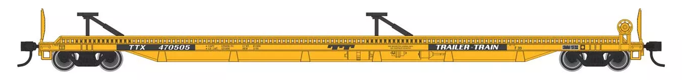 Walthers Mainline 910-5242 HO Scale 75' Piggyback Flatcar Trailer Train (Yellow) TTX 470585