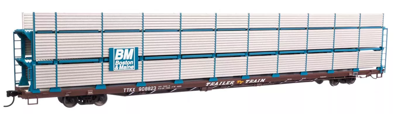 Walthers Mainline 910-8303 HO Scale 89' Tri-Level Shielded Auto Rack Boston & Maine B&M/TTKX 90882