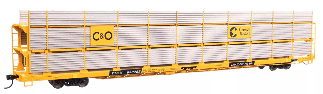 Walthers Mainline 910-8305 HO Scale 89' Tri-Level Shielded Auto Rack Chessie C&O/TTKX 850469