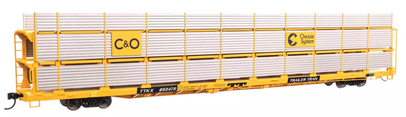 Walthers Mainline 910-8306 HO Scale 89' Tri-Level Shielded Auto Rack Chessie C&O/TTKX 850470