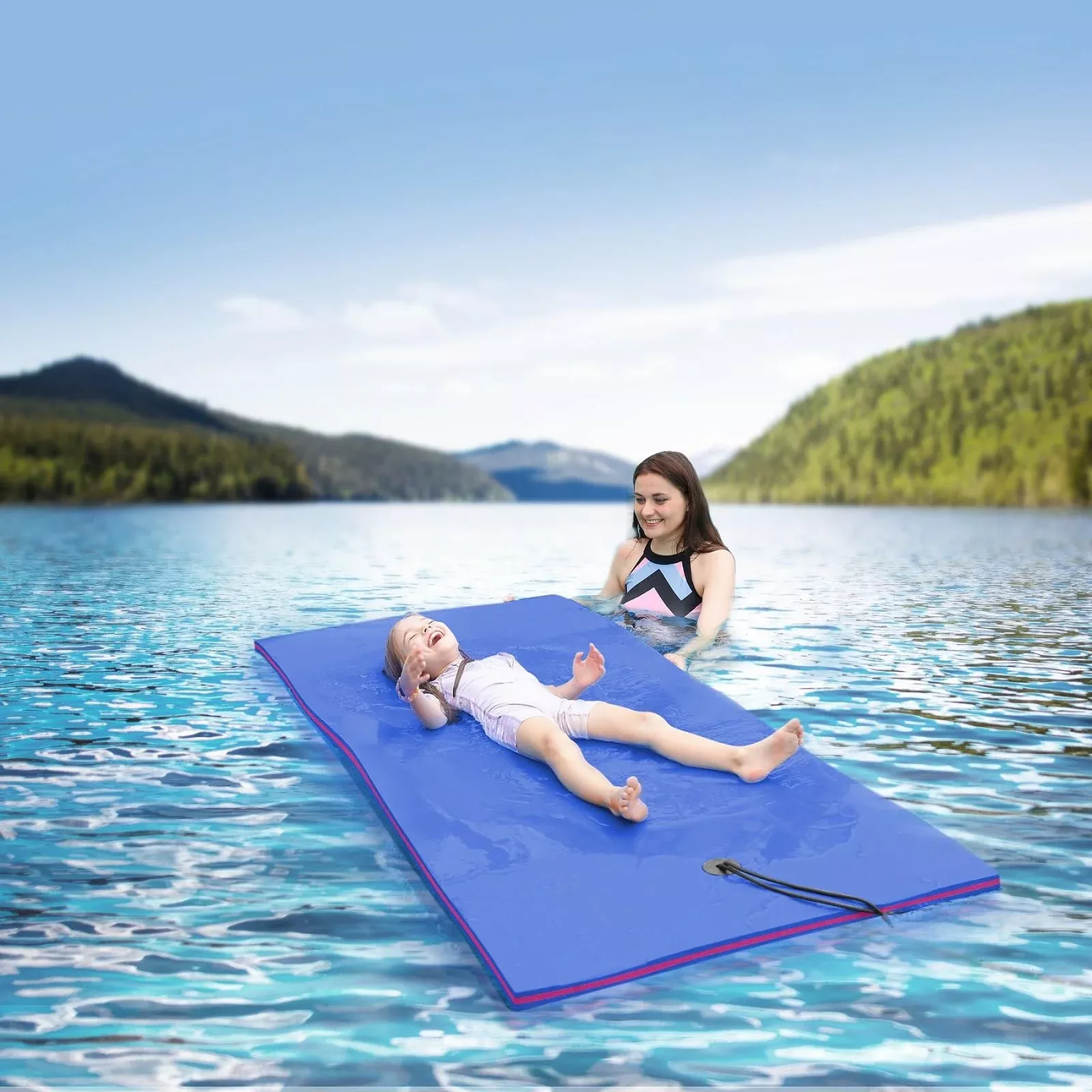 Warmounts Floating Water Mat, 7' X 3' Lily Pad Floating Mat, 3-Layer T