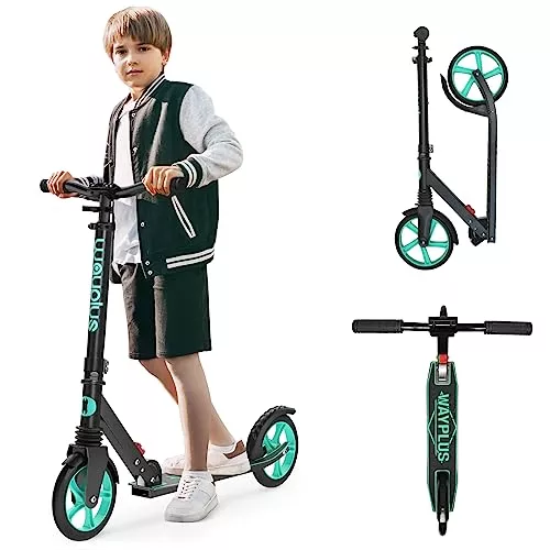 WAYPLUS Kick Scooter for Kids and Teens, Adjustable Height, Aquas