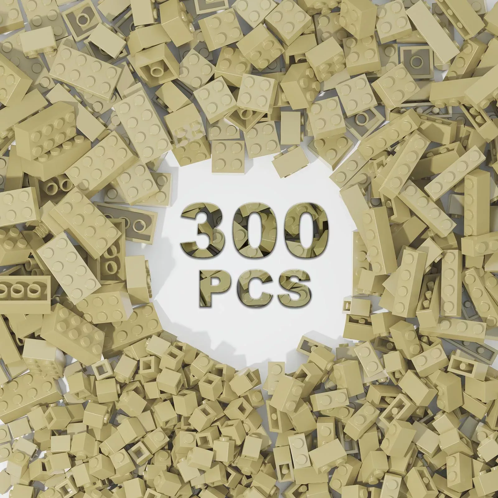 WEBRICK Classic Building Bricks - 300 Pcs Apricot Yellow Plastic Compa