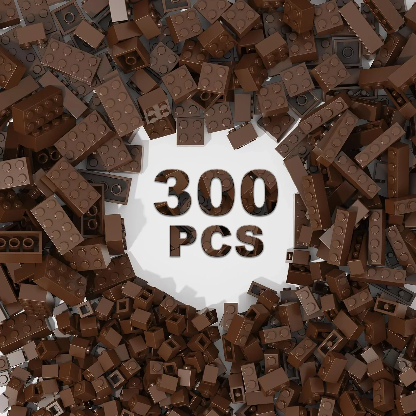 WEBRICK Classic Building Bricks 300 Pcs, Brown Plastic Compatible with