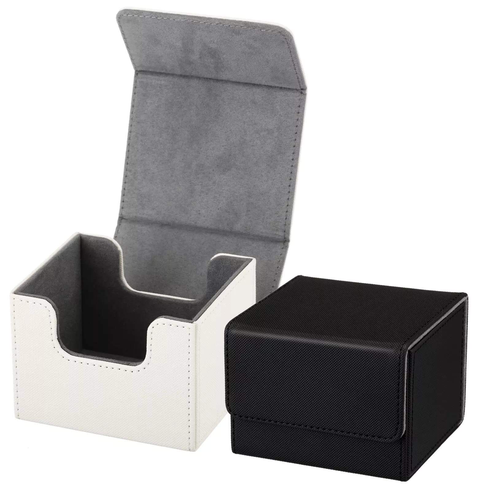 Weewooday Leather Deck Card Boxes for Trading Cards, Black & White, 2pcs