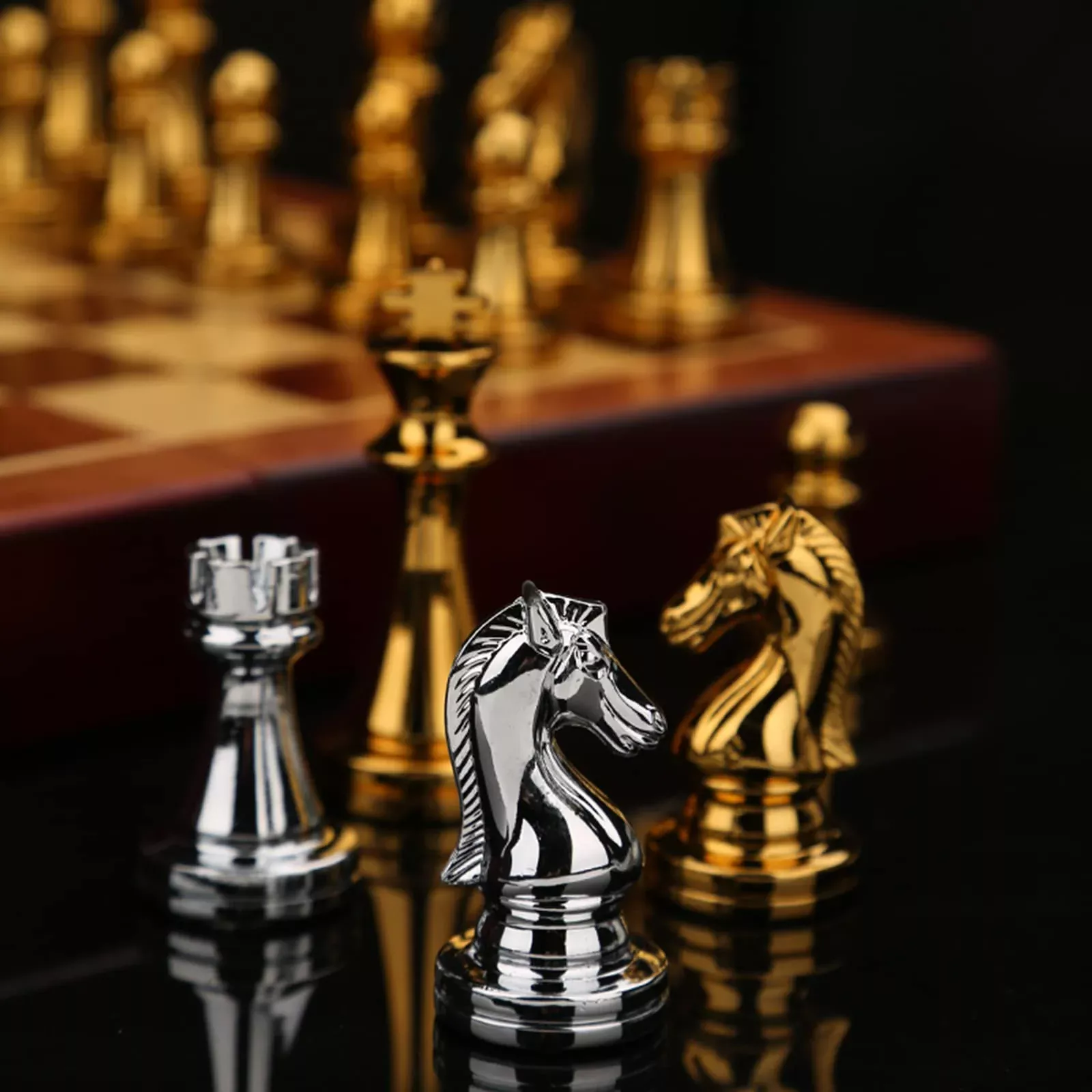 Weighted Metal Chess Pieces 2.6 Inch King Extra Queens Chess Pieces On