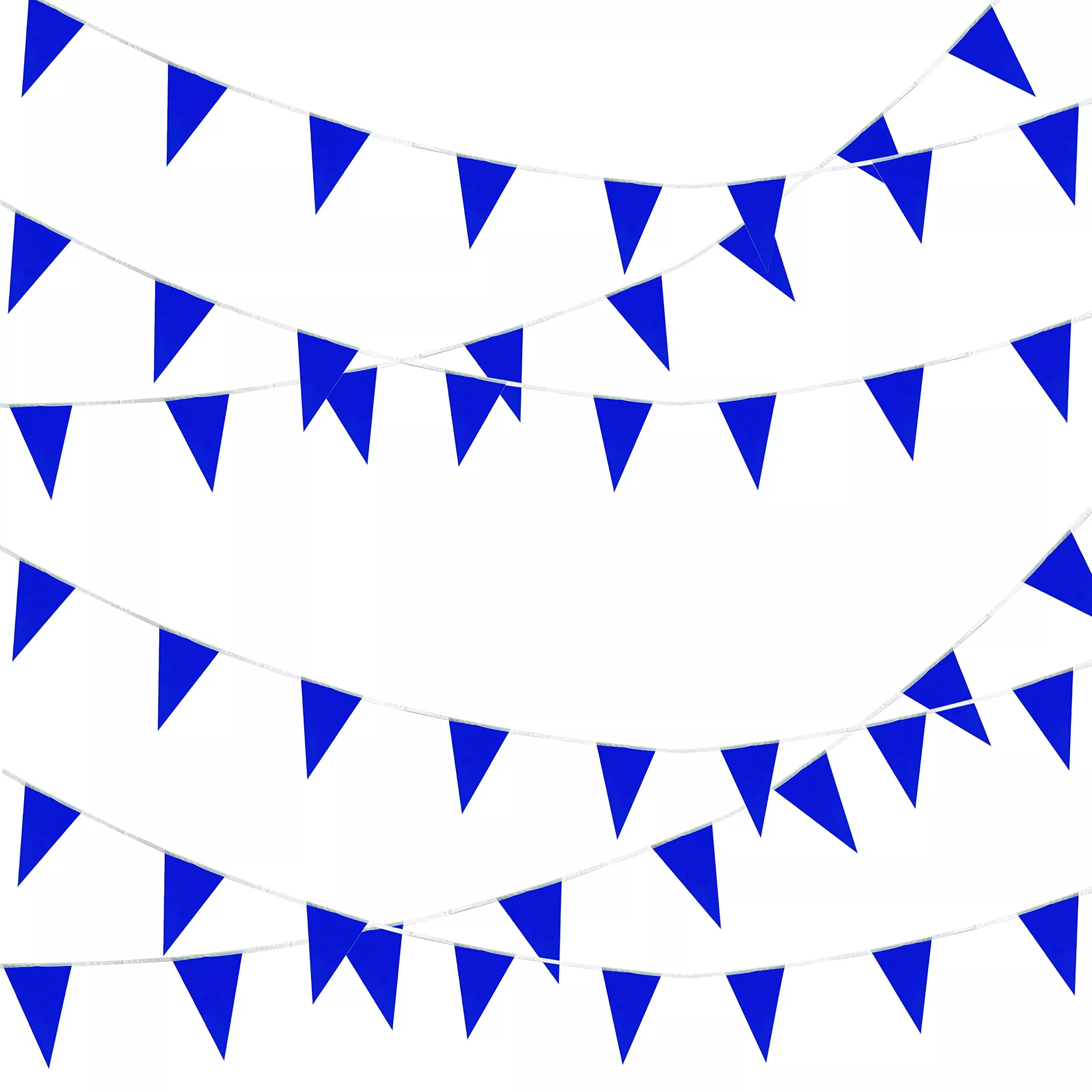 Weitbf 50Ft 30Pcs Blue Pennant Banners Flags String Triangle Diy Bunti