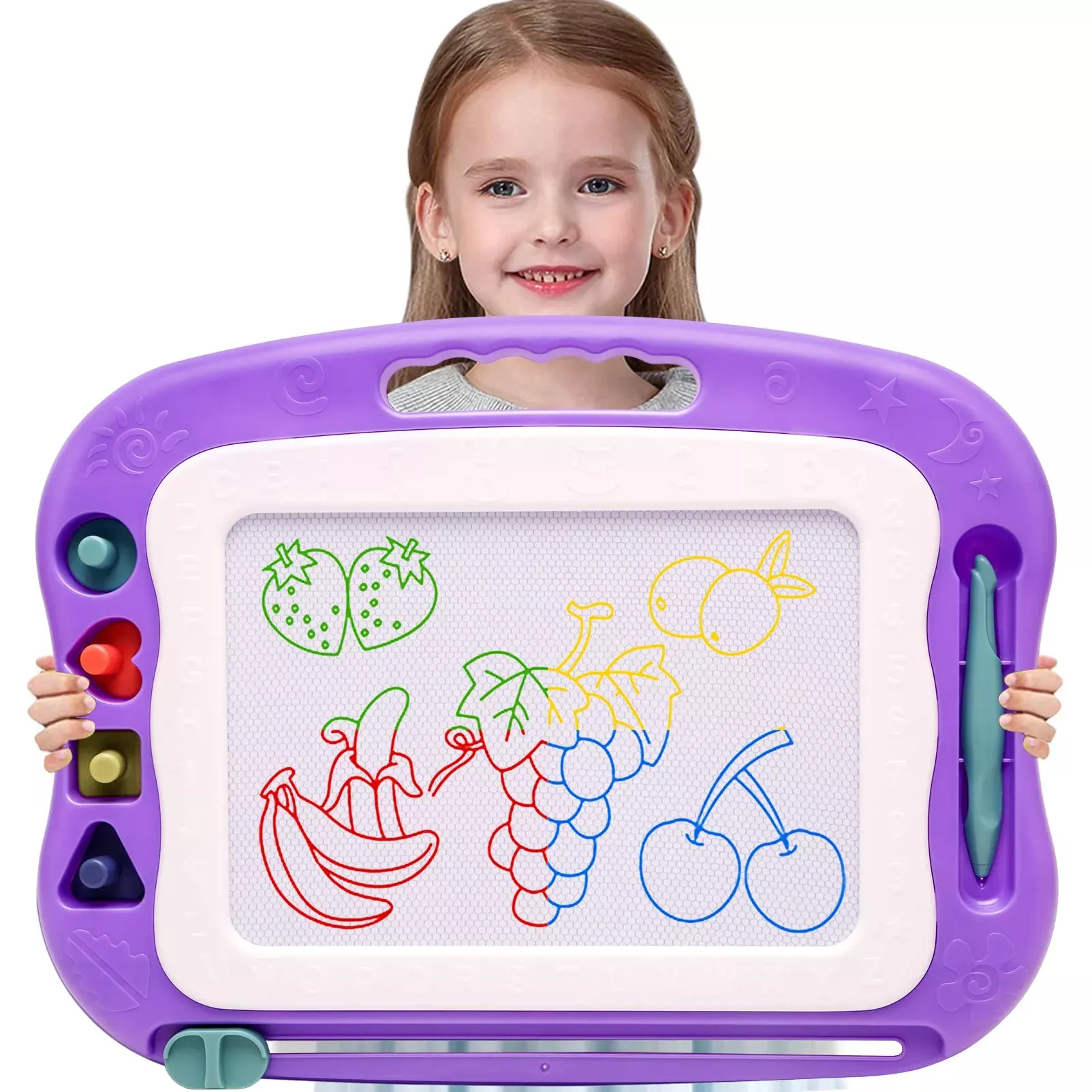 Wellchild Magnetic Drawing Board for Kids, Large Size, Purple