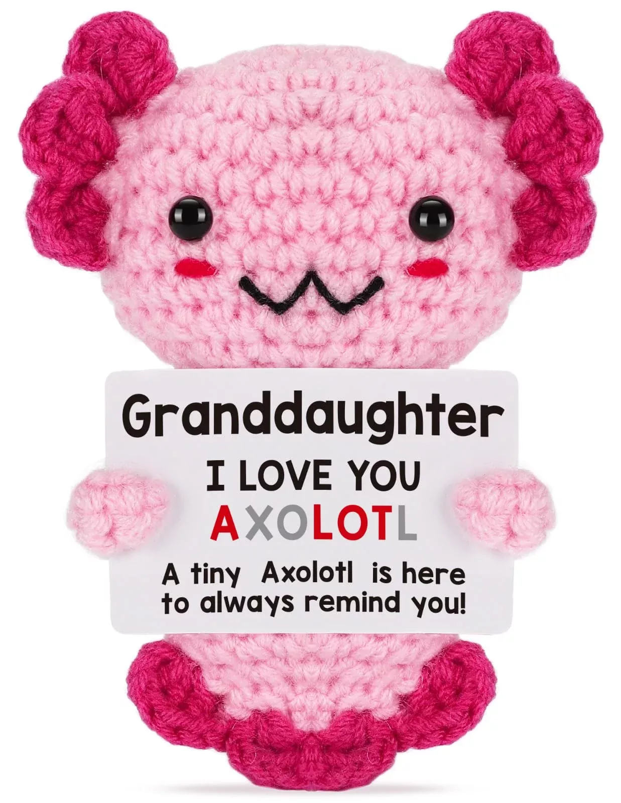 Weming Axolotl Plush Toy for Granddaughter, 3 Inches, Soft Yarn