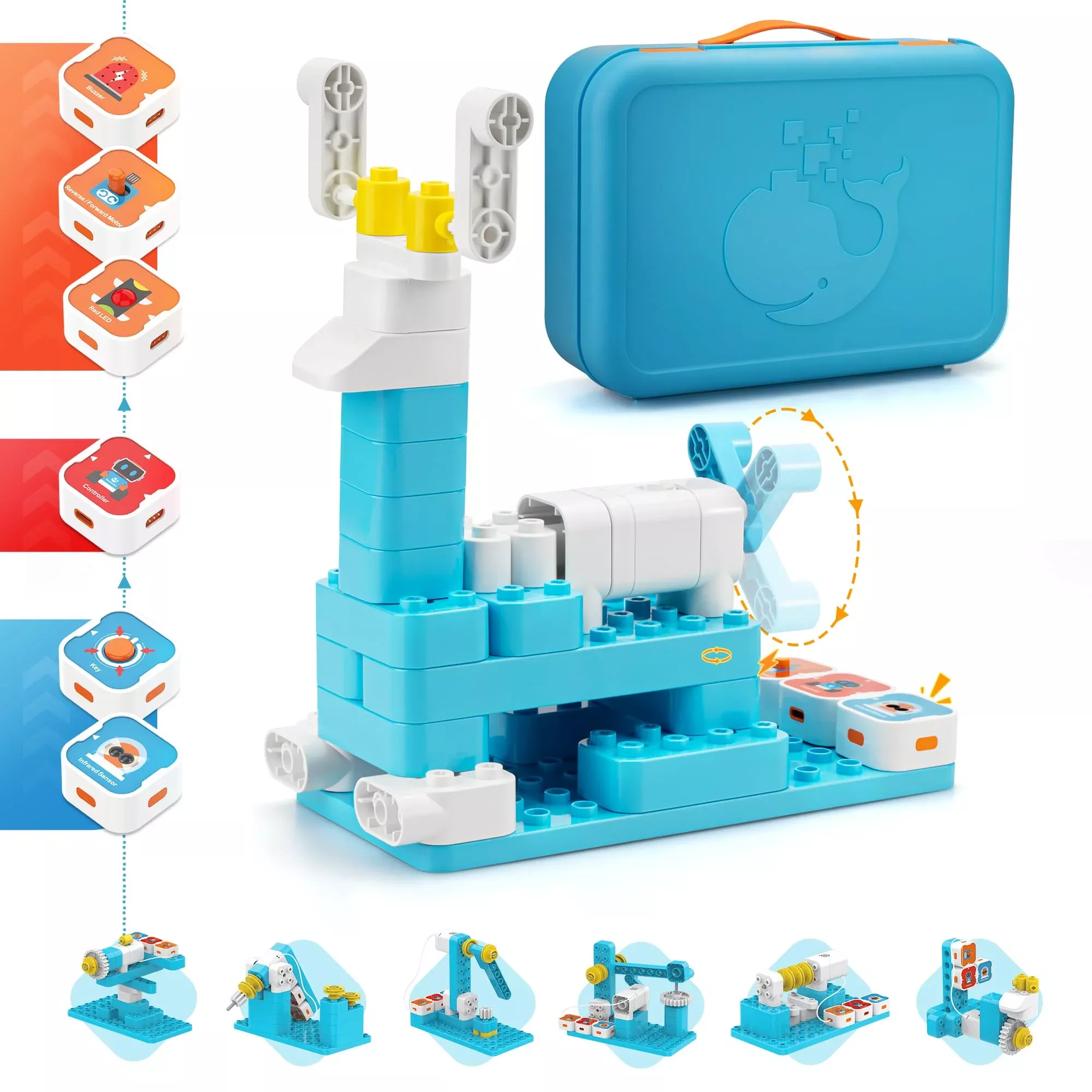 WhalesBot A3 Coding Robot for Kids, Blue/White, Toddler Size